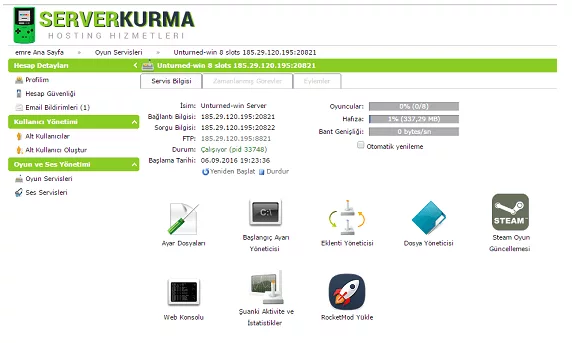 unturned server kurma panel